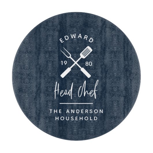 Pap hoofd chef-kok-bq grillig kerstfeest moderne snijplank (Voorkant)