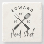 Pap hoofd chef-kok-bq grillig kerstfeest moderne stenen onderzetter (Voorkant)