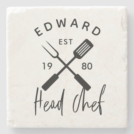 Pap hoofd chef-kok-bq grillig kerstfeest moderne stenen onderzetter (Voorkant)