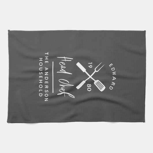 Pap hoofd chef-kok-bq grillig kerstfeest moderne theedoek (Horizontaal)