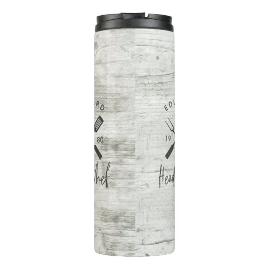 Pap hoofd chef-kok-bq grillig kerstfeest moderne thermosbeker (Achterkant)