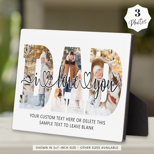 Pap I Love You 3 Photo Collage Script Heart Fotoplaat