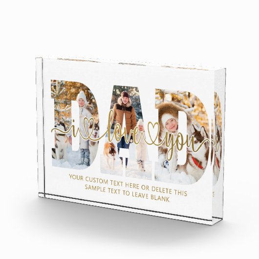 Pap Ik hou van je 3 Fotocollage Script Hearts Gold Fotoblokken (Rechts)