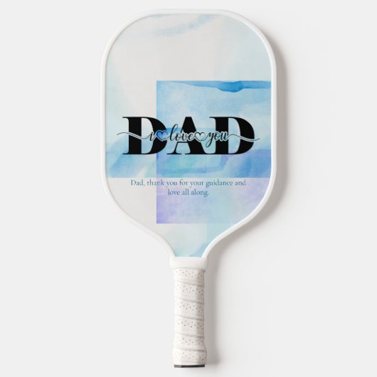 Pap, ik hou van je Blue Waterverf Design Pickleball Paddle (Voorkant)