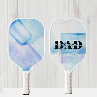 Pap, ik hou van je Blue Waterverf Design Pickleball Paddle