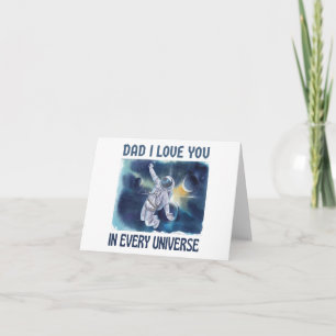 Pap Ik hou van je in elke universum Vaderdag Kaart