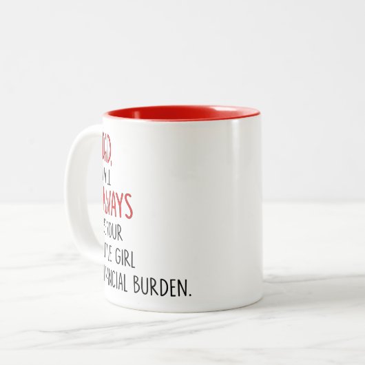 Pap, ik zal altijd je kleine meisje financieel zij tweekleurige koffiemok (Voorkant links)