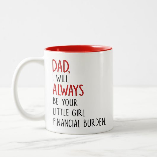Pap, ik zal altijd je kleine meisje financieel zij tweekleurige koffiemok (Links)