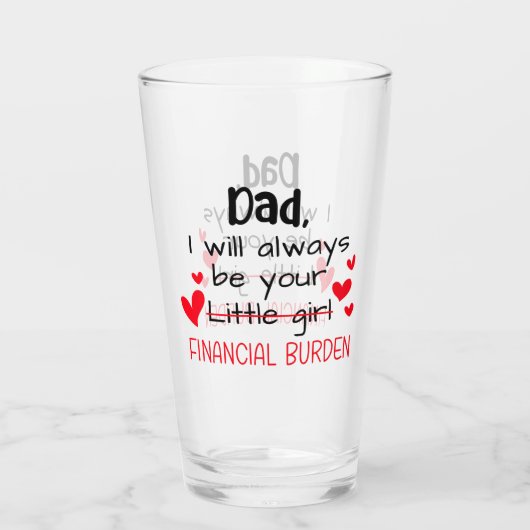 Pap ik zal altijd je kleine meisje zijn, financiee glas (Achterkant)