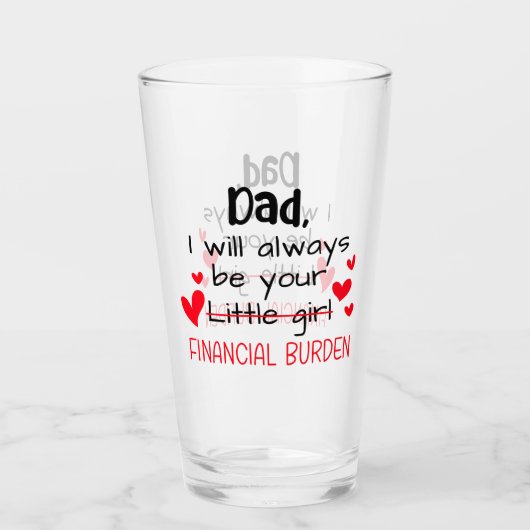 Pap ik zal altijd je kleine meisje zijn, financiee glas (Voorkant)