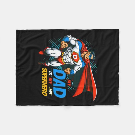 Pap is mijn superheld Kinder Cool Vaderdag Comic L Fleece Deken (Voorkant (Horizontaal))