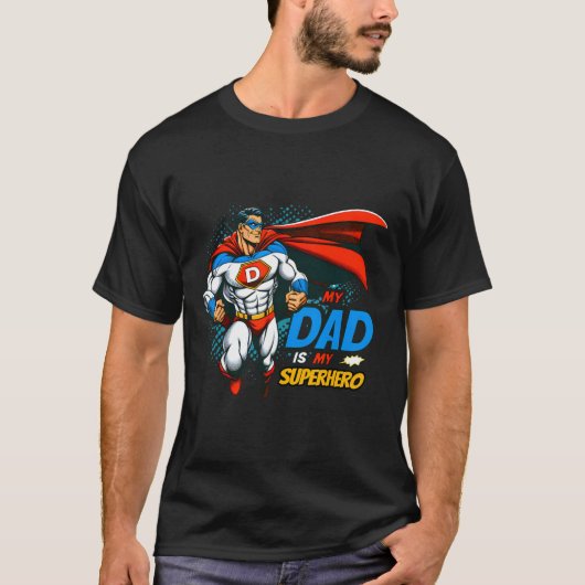 Pap is mijn superheld Kinder Cool Vaderdag Comic L T-shirt (Voorkant)