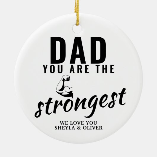 Pap je bent de sterkste kerstman keramisch ornament (Achterkant)