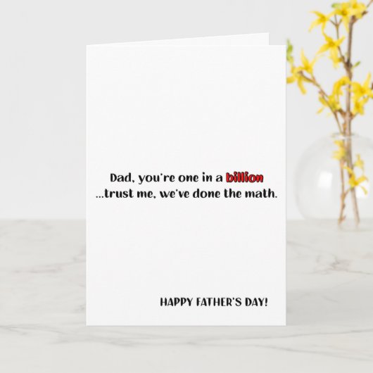 Pap, je bent één op een miljard, grappige Vaderdag Kaart (Gele Bloem)
