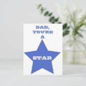 Pap, je bent een ster | Blauwe ster Briefkaart (Staand voorkant)
