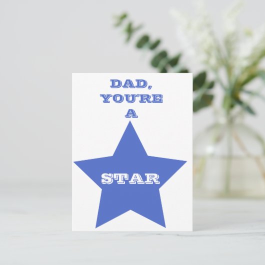 Pap, je bent een ster | Blauwe ster Briefkaart (Staand voorkant)
