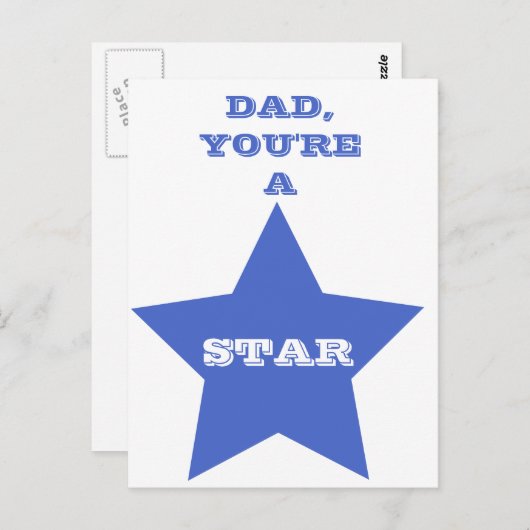 Pap, je bent een ster | Blauwe ster Briefkaart (Voorkant / Achterkant)