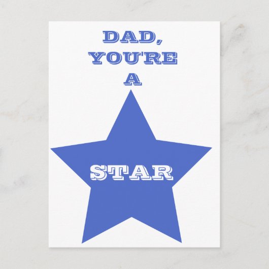 Pap, je bent een ster | Blauwe ster Briefkaart (Voorkant)
