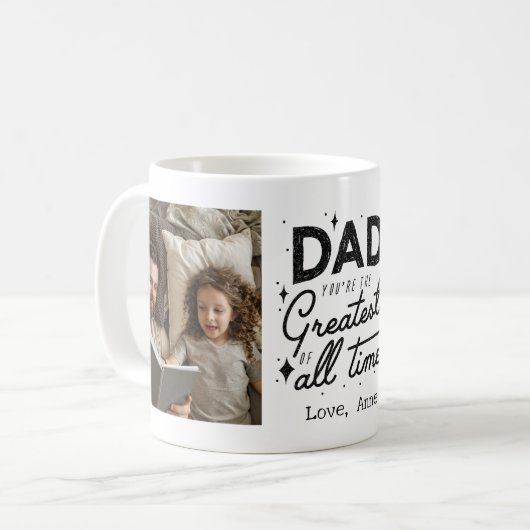 Pap je bent geweldig altijd Custom Two Photo Retro Koffiemok (Voorkant links)