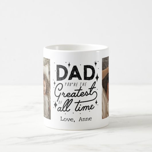 Pap je bent geweldig altijd Custom Two Photo Retro Koffiemok (Center)