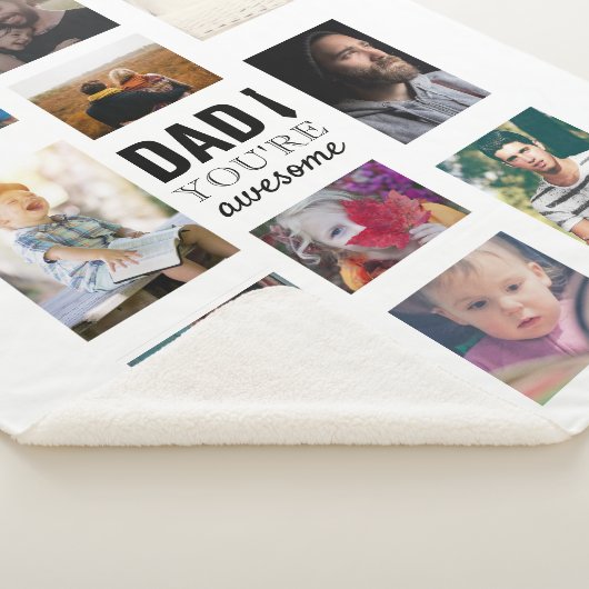 Pap, je bent geweldige Gezin Collage Kinder Dochte Sherpa Deken (3/4)