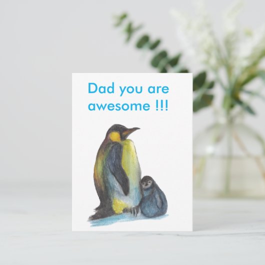 Pap, je bent geweldige pinguïns Briefkaart (Staand voorkant)