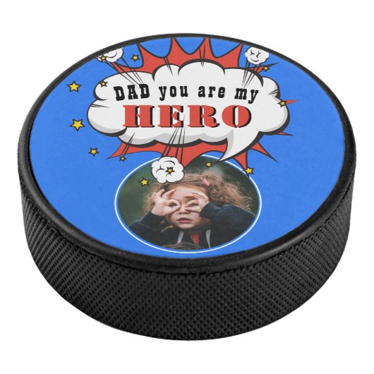 Pap je bent mijn Hero Vader Dag Foto Hockey Puck (3/4)