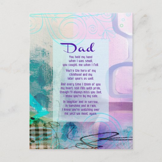 Pap, je hebt naast me gezand - sympathie briefkaart (Voorkant)