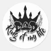Pap King van mijn leven Vaderdag Ronde Sticker (Voorkant)