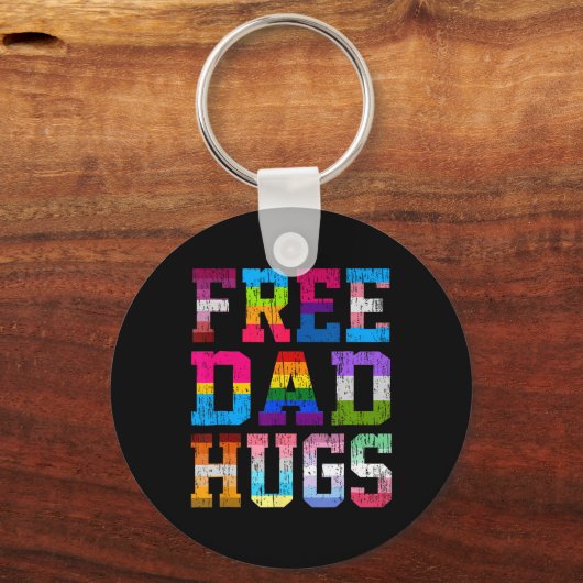 Pap knuffelt voor Pride Maand LGBT Vaders Dag Sleutelhanger (Voorkant)