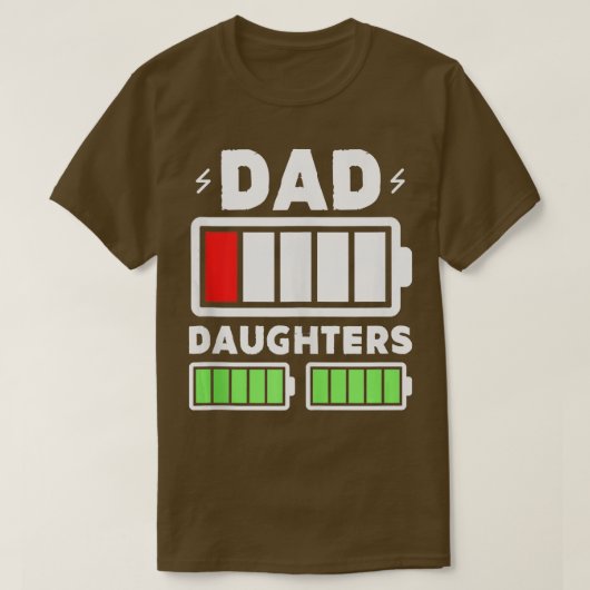 Pap Lage batterij en dochters dubbel opgeladen T-shirt (Design voorkant)