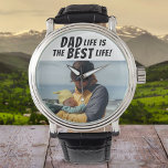 Pap Life is de foto van de beste levensfamilie Horloge<br><div class="desc">Pap Life is de Best Life Family Photo Watch. Dit gepersonaliseerde horloge is het perfecte geschenk voor elke vader die weet dat vader zijn het beste is wat hem ooit is overkomen. In het ontwerp staat het citaat "Papa-leven is het beste leven" in vette letters die elke vader zullen laten...</div>