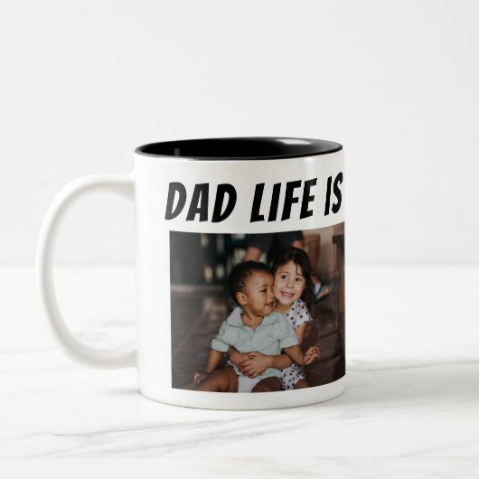 Pap Life is het beste leven 2 Foto's vader Tweekleurige Koffiemok (Links)