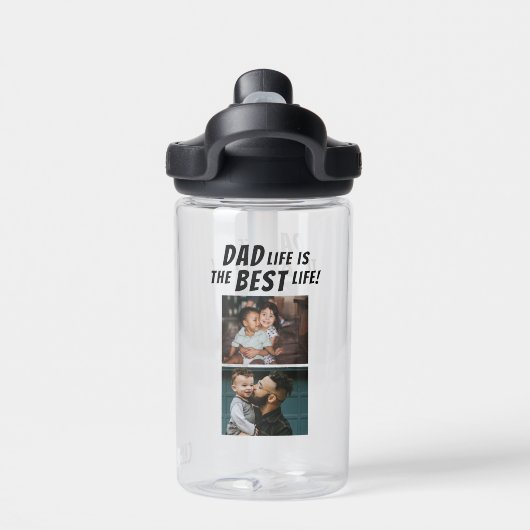 Pap Life is het beste leven 2 Foto's vader Waterfles (Achterkant)