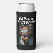 Pap Life is het beste leven 2 Foto's vader zwart Seltzer Blikjeskoeler (Seltzer Achterkant)