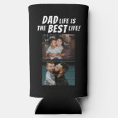 Pap Life is het beste leven 2 Foto's vader zwart Seltzer Blikjeskoeler (Achterkant)