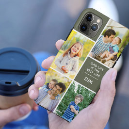 Pap Life is het beste leven 4 Foto Monogram Green Case-Mate iPhone Case