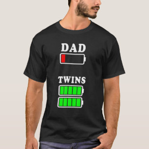 Pap Low Battery Twins Full Charge Funny Fathers Da T-shirt
