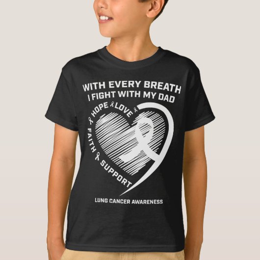 Pap Lung Cancer Awareness geeft White Ribbon Lung T-shirt (Voorkant)