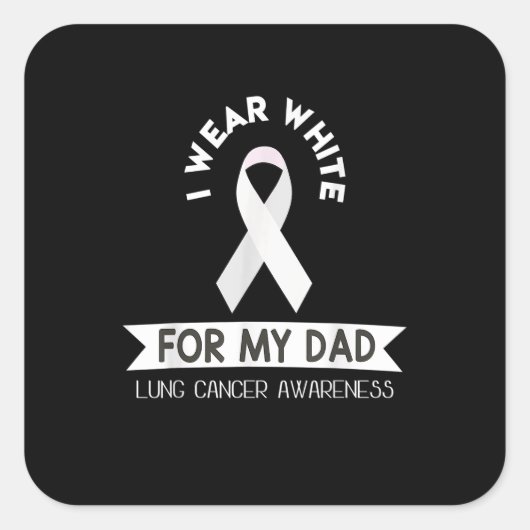Pap Lung Cancer Shirt White Ribbon Awareness Month Vierkante Sticker (Voorkant)