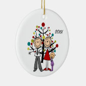 Pap, mam, babymeisje kerstversiering keramisch ornament (Rechts)