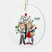Pap, mam, babymeisje kerstversiering keramisch ornament (Links)