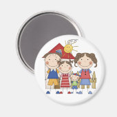 Pap, mama, grote zus, kleine broertje familie magneet (Voorkant / Achterkant)