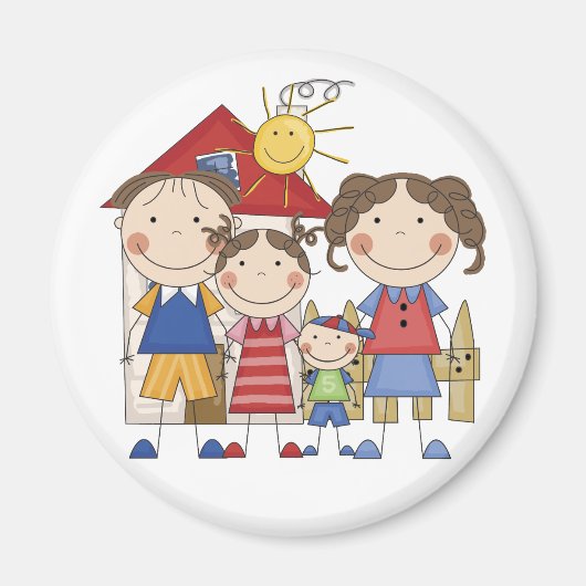 Pap, mama, grote zus, kleine broertje familie magneet (Voorkant)