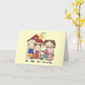 Pap, mama, grote zus, middelste zus, broertje kaart (Gele Bloem)