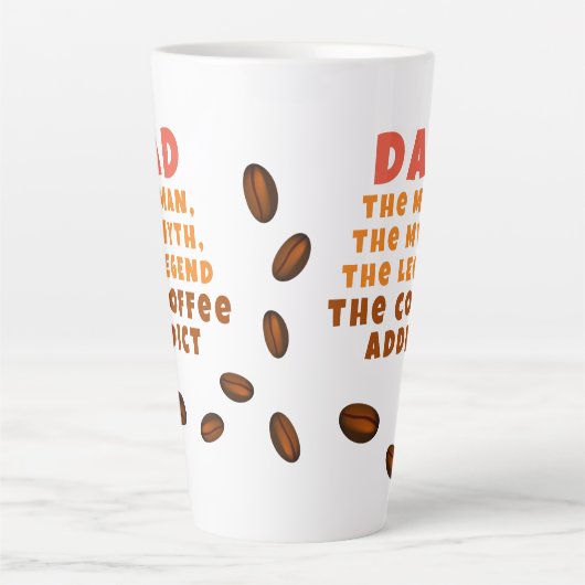 Pap Man Myth Legend Koffieverslaafde Grappige Vade Latte Mok (Voorkant)