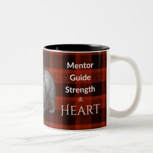 Pap Mentor Gids Kracht & Hart Beer rood geruit Tweekleurige Koffiemok