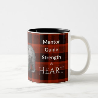 Pap Mentor Gids Kracht & Hart Beer rood geruit Tweekleurige Koffiemok