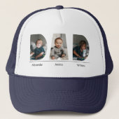Pap met aangepaste 3 kinder foto en naam trucker pet (Voorkant)