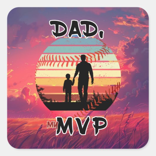 Pap, mijn MVP - Jongen en papa Vierkante Sticker (Voorkant)